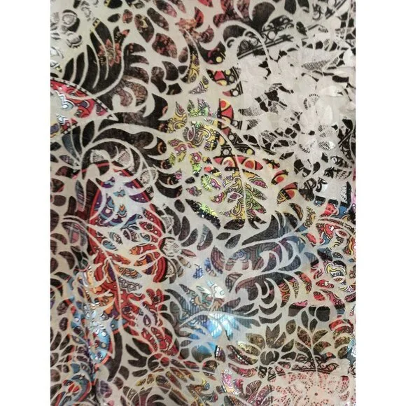 VTG Y2K Carrie Allen Top Womens Small Floral Burnout Velvet Embellished Grunge - Picture 9 of 11